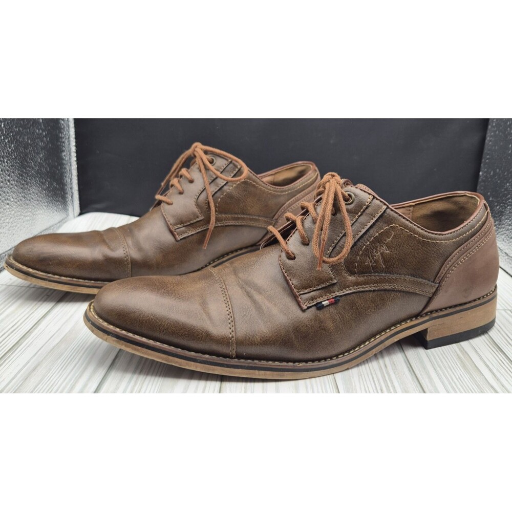 Tommy Hilfiger Banly Oxford Dress Shoes Brown Lace-Up Faux Leather Men's US 9 M